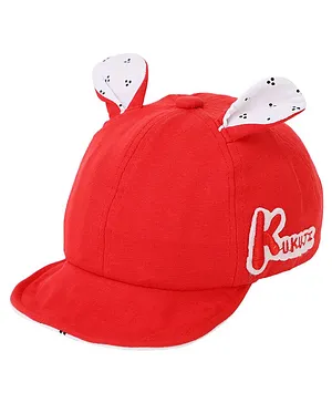 Kid-O-World Printed Ears With Kukuji Placement Embroidered Cap - Red