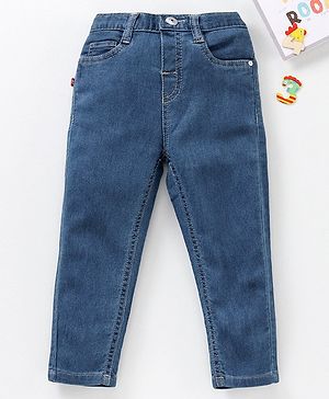 Babyhug Full Length Washed Denim Jeans - Blue