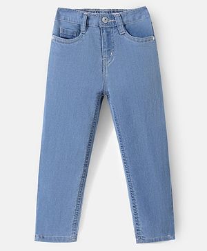 Babyhug Full Length Washed Denim Jeans - Light Blue