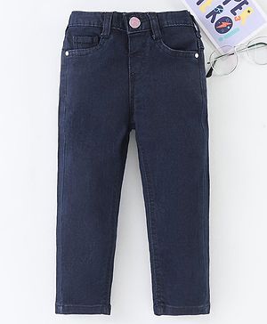 Babyhug Full Length Washed Denim Jeans - Dark Blue