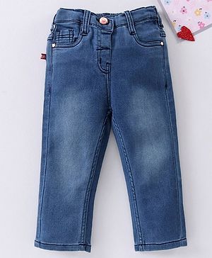 Babyhug Full Length Washed Denim Jeans - Blue