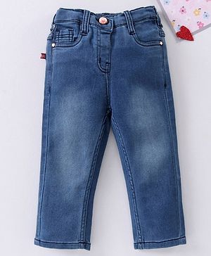 Babyhug Full Length Washed Denim Jeans - Blue