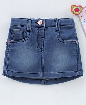 Babybug Cotton Lyrca Mid Thigh Denim Skirts - Medium Blue