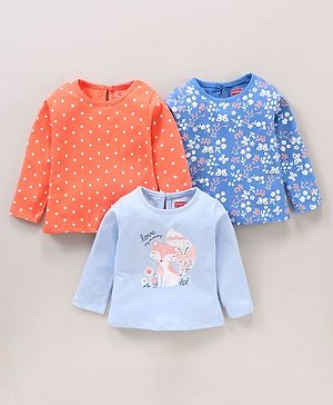 Babyhug 100% Cotton Full Sleeves Tees With Graphic Print Pack of 3 - Multicolor