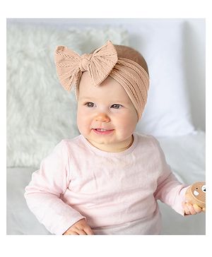 SYGA Baby Headbands Soft Nylon Bow Hairbands Strechable for Newborns, Infants, Toddlers and Kids 0-3 Years (Meat Powder)