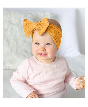 SYGA Baby Headbands Soft Nylon Bow Hairbands Strechable for Newborns, Infants, Toddlers and Kids 0-3 Years(Yellow)