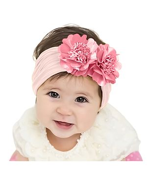 SYGA Baby Headbands Nylon Soft Strechable Flower Hairbands for Newborns, Infants, Toddlers and Kids 0-3 Years (Light Pink)