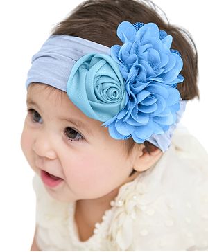 SYGA Baby Headbands Girls Rose Flower Nylon Strechable Hairbands For Newborn Infant Toddlers Kids 0 - 3 Year (Blue)