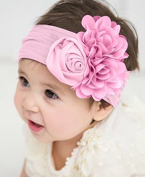 SYGA Baby Headbands Girls Rose Flower Nylon Strechable Hairbands For Newborn Infant Toddlers Kids 0 - 3 Year (Pink)