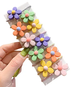 SYGA Children Flower Fresh Elastic Hair Bands Pack of 10 - Multicolour