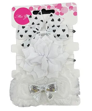 SYGA   Baby Hairband Elastic Bow Crown Flower Headband Pack of 3 - White