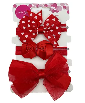 SYGA Baby Headband Elastic Bow Crown Flower Pack of 3 - Red
