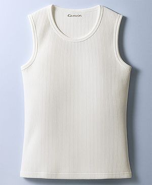 Kanvin Cotton Knit Sleeveless Solid Thermal Vest - White