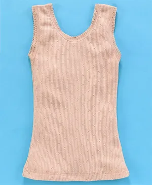 Kanvin Cotton Knit Sleeveless Thermal Vest Striped - Beige