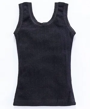 Kanvin Cotton Knit Sleeveless Thermal Vest Striped - Black