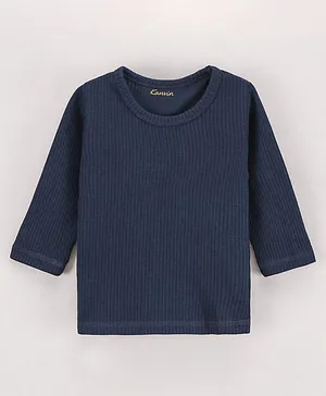 Kanvin Cotton Knit Full Sleeves Thermal Vest Solid - Navy Blue