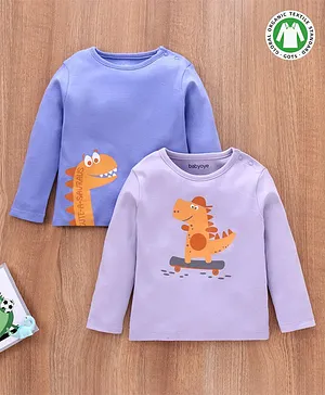 Babyoye Cotton Full Sleeves T-Shirts Dino Printed Pack Of 2 - Multicolor