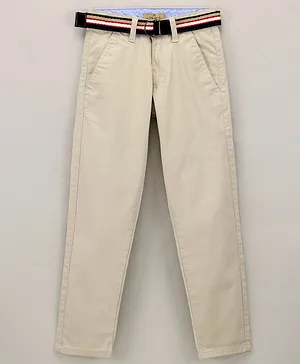 Ruff Full Length Slim Fit Trouser With Belt - Off White