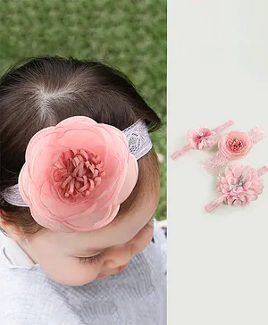 Bonfino Free Size Floral Design Headbands Pack of 3 - Multicolour