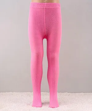 Mustang Cotton Blend Footed Tights - Dark Pink