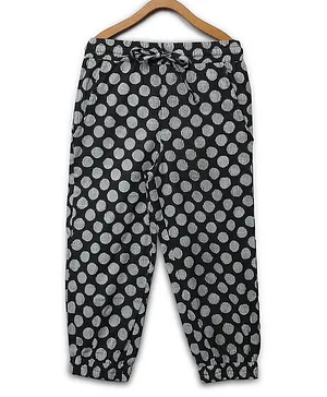 Charkhee Polka Print Full Length Jogger - Black White