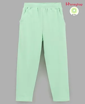 Honeyhap Premium Cotton Super Stretch Terry Bio Washed Full Length Lounge Pant Solid - Pastel Green