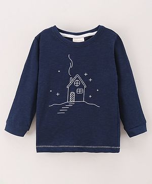 Ollypop Full Sleeves T-Shirt House Print - Blue