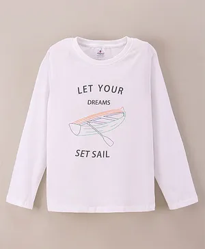 Ollypop Full Sleeves T-Shirt Boat Print - White