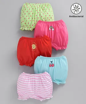 Babyoye Cotton Stripes & Multi Print Bloomers Pack Of 5 - Multicolor