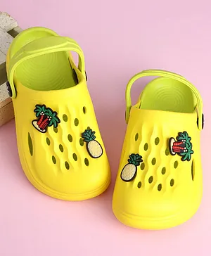 Cute Walk by Babyhug Slip-On Clogs Pineapple Applique - Yellow Green