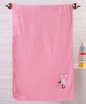 Babyhug Cotton Woven Embroidered Baby Towel - Pink