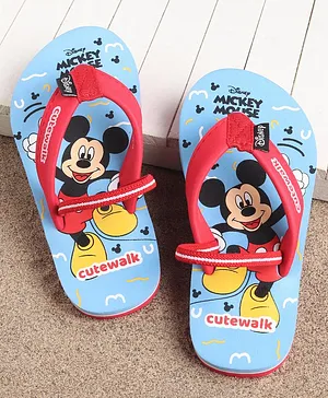 Cute Walk by Babyhug Flip Flops Mickey Mouse Print - Sea Green