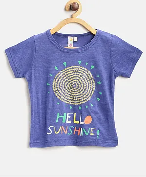 Kids On Board Short Sleeves Hello Sunshine Printed Top - Blue