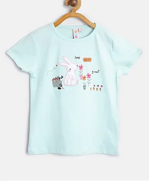 Kids On Board Short Sleeves Rabbit Patch & Garden Printed Top - Blue