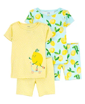 Carter's Baby 4 Piece Lemon 100% Snug Fit Cotton PJs - Yellow & Green