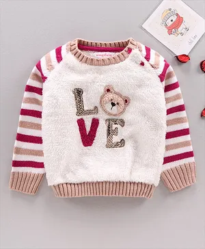 Wingsfield Full Sleeves Sequins Embellished Bear Patch Detail Sweater - Multi Colour