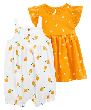 Carter's 2-Pack 1-Piece Lemon Print Dress Set - Orange & White