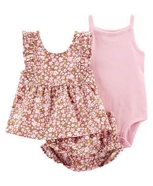 Carters Baby 3 Piece Short Set - Brown