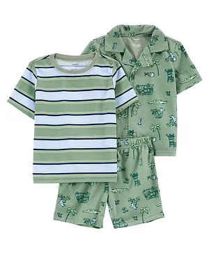 Carter's Toddler 3 Piece Beach Print Loose Fit PJs - Green