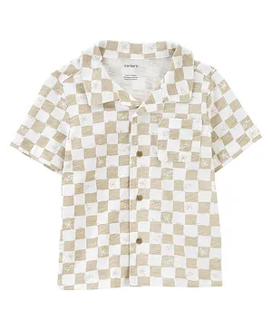 Carters Checker Button Down Half Sleeves Shirt - White