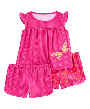 Carter's Toddler 3 Piece Dragonfly Loose Fit PJs - Pink