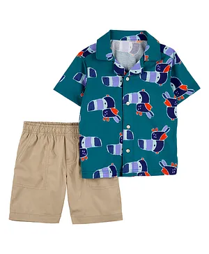 Carter's 2-Piece Bird Button-Front Shirt & Short Set - Blue