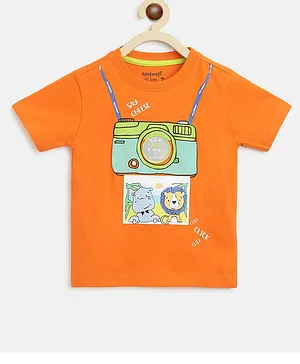 Nauti Nati Half Sleeves Camera Printed T Shirt - Orange
