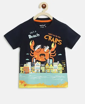 Nauti Nati Half Sleeves Crab Printed T Shirt - Navy Blue