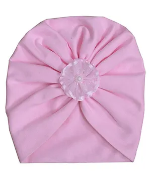 BABY Charm Flower Applique Gathered Cap - Baby Pink