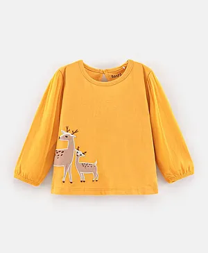 Bonfino Full sleeves T-Shirt With Deer Printed - Mustard