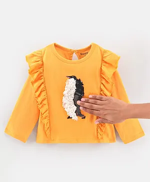 Bonfino Knit Full Sleeve Top with Aquatic Print - Yellow