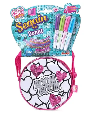 Simba Color Me Mine Sequin Hearts Print Donut Bag - Pink