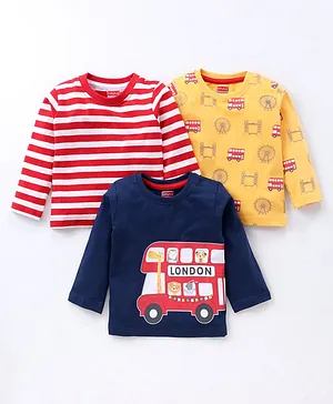 Babyhug Cotton Full Sleeves T-Shirt Pack of 3 - Multicolour
