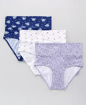 Bella Mama Ecojiva Finish Panties Striped & Dots Print Pack of 3 - Grey White Blue